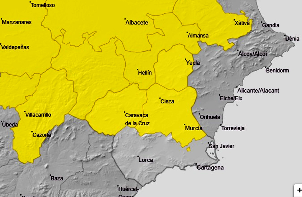 Gran parte de la Regin, en aviso amarillo por tormentas y granizo